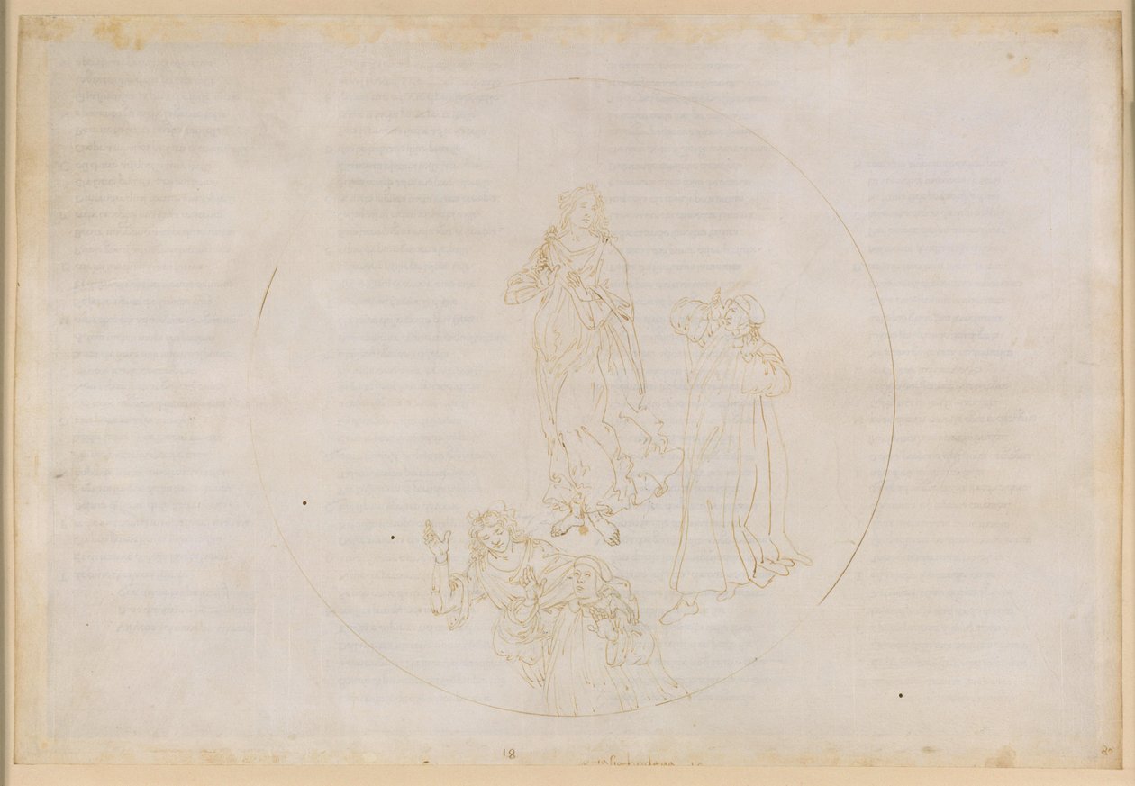 La Divina Commedia, Paradiso XVIII. Den femte planetsfæren (Mars’ himmel): Cacciaguida nevner de salige som kjempet for troen – overgang til Jupiters sfære av Sandro Botticelli