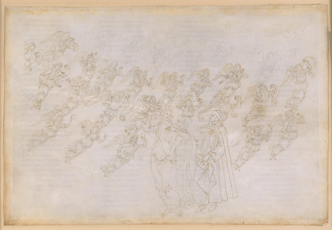 La Divina Commedia, Paradiso XXIX. Den niende sfæren (Krystallhimmelen eller Primum Mobile): Beatrice underviser Dante om englenes skapelse og vesen av Sandro Botticelli