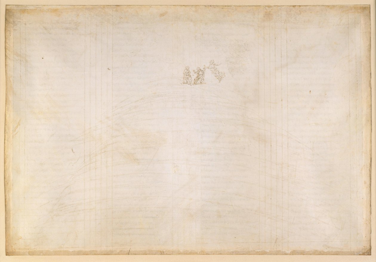 La Divina Commedia, Paradiso XXXII. Empyreum: Bernhard av Clairvaux forklarer oppbygningen av himmelrosen; Dantes visjon av Jomfru Maria av Sandro Botticelli