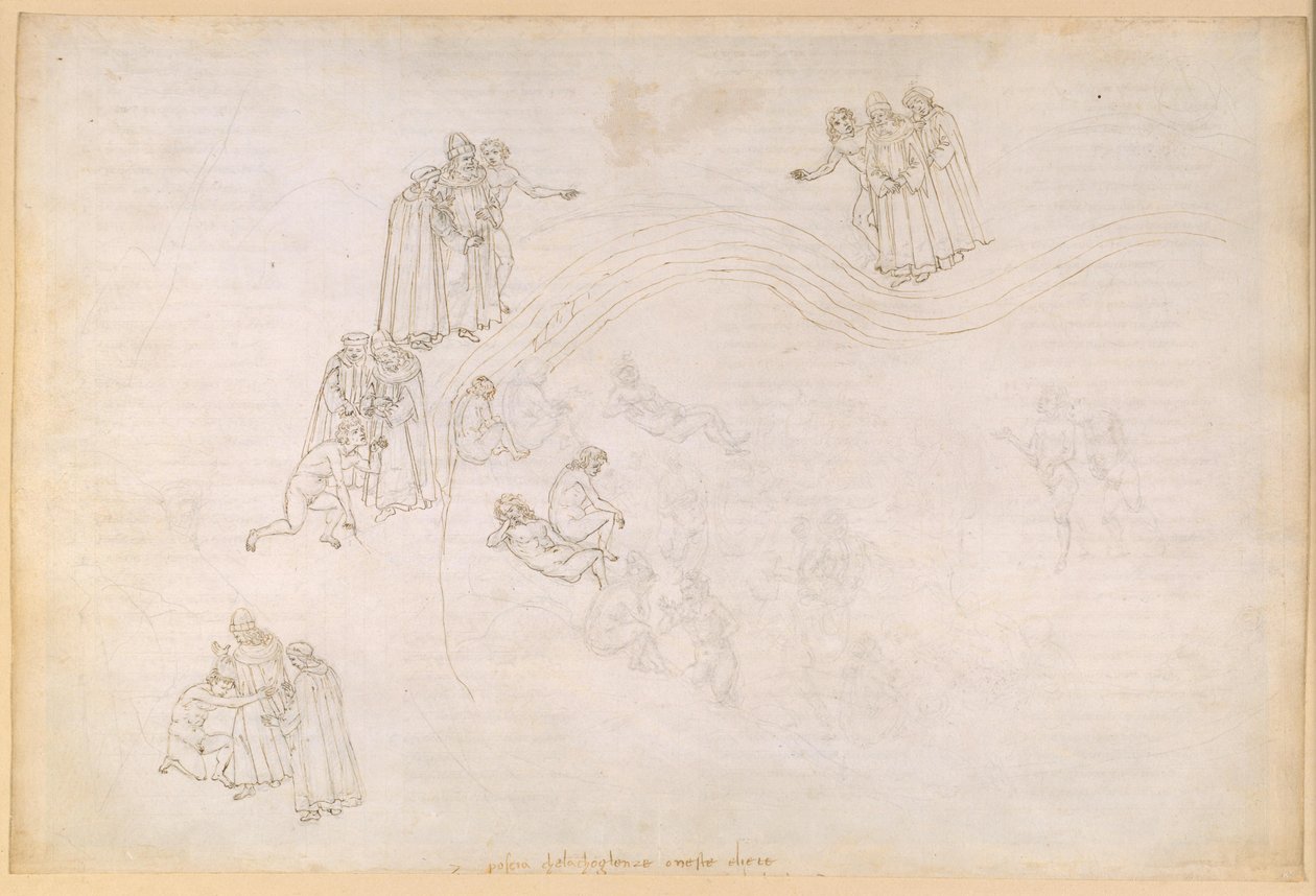 La Divina Commedia, Purgatorio VII. Forpurgatoriet, den midtre sonen: De forsømmelige fyrstenes dal av Sandro Botticelli
