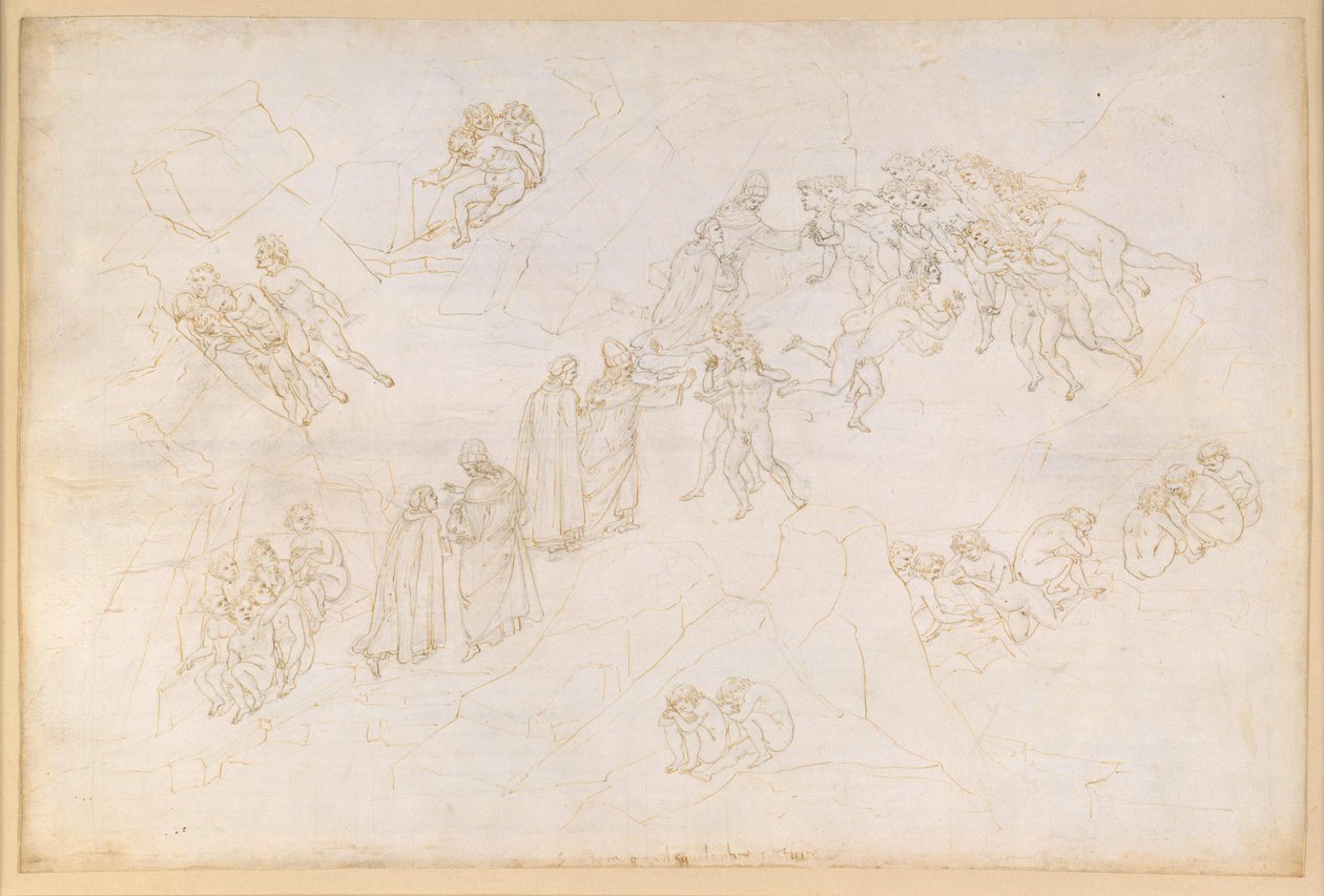 La Divina Commedia, Purgatorio V. Forpurgatorium, midtre sone: De som døde som følge av en voldshandling av Sandro Botticelli