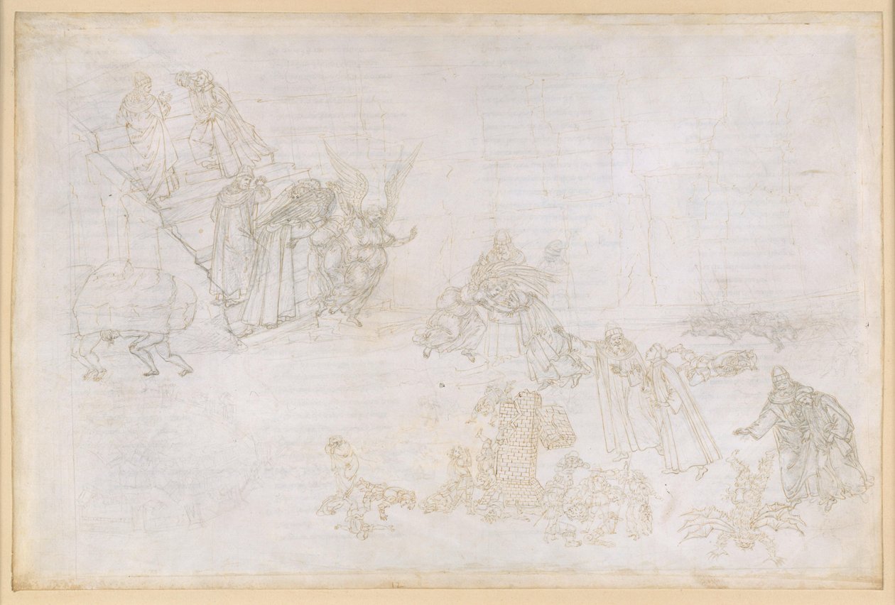 La Divina Commedia, Purgatorio XII. Purgatoriets første ring: Skildringer av straffen for hovmod; Engelen foran trappene til den andre ringen av Sandro Botticelli