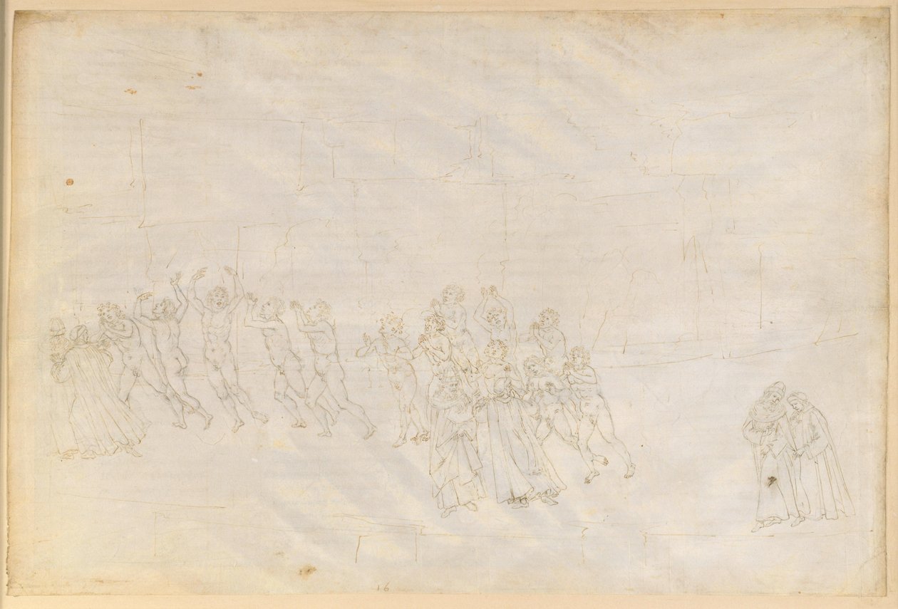 La Divina Commedia, Purgatorio XVI. Den tredje ringen i Purgatorio: De hissiges bot; Dantes samtale med Marco Lombardo av Sandro Botticelli