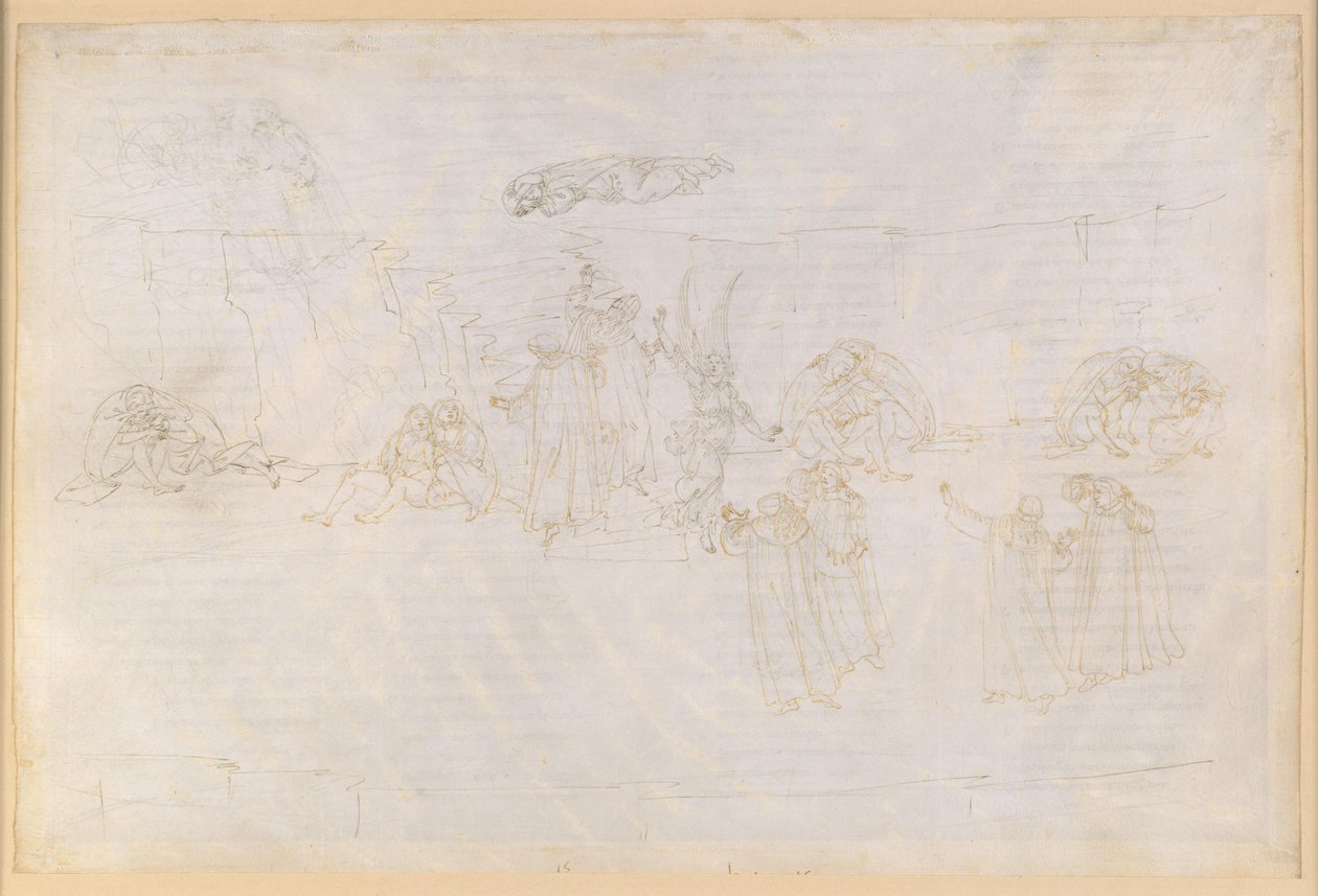 La Divina Commedia, Purgatorio XV. Oppstigningen til den tredje ringen i Purgatoriet: Engelen foran trappen; Dantes visjoner om mildhet av Sandro Botticelli