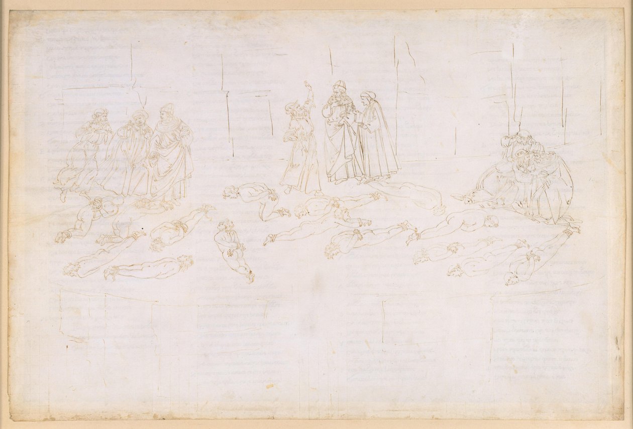 La Divina Commedia, Purgatorio XXI. Den femte ringen i Purgatorio: De grådige og de sløsaktiges bot; Statius’ opptreden av Sandro Botticelli