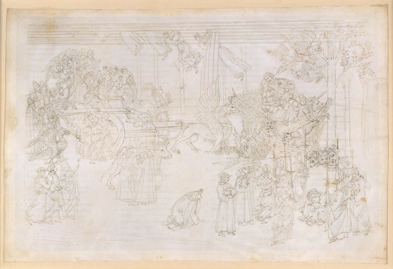 La Divina Commedia, Purgatorio XXXII. Det jordiske paradiset: Kunnskapens tre og kirkens historiske skjebne av Sandro Botticelli