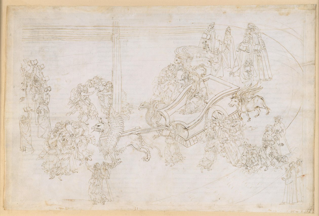 La Divina Commedia, Purgatorio XXXI. Det jordiske paradiset: Dantes bekjennelse; Beatrice viser sitt ansikt av Sandro Botticelli