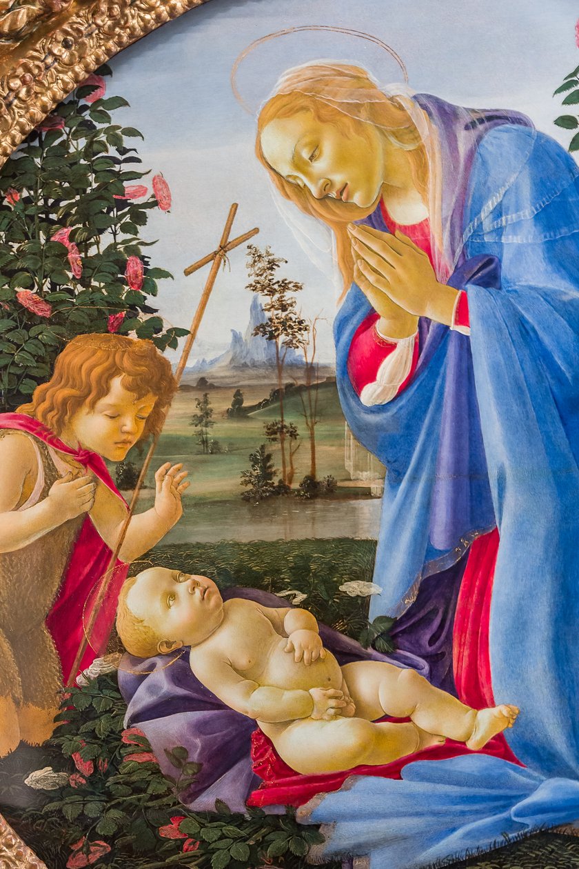 Madonna forguder Jesusbarnet med den unge Johannes, ca. 1483-87 av Sandro Botticelli