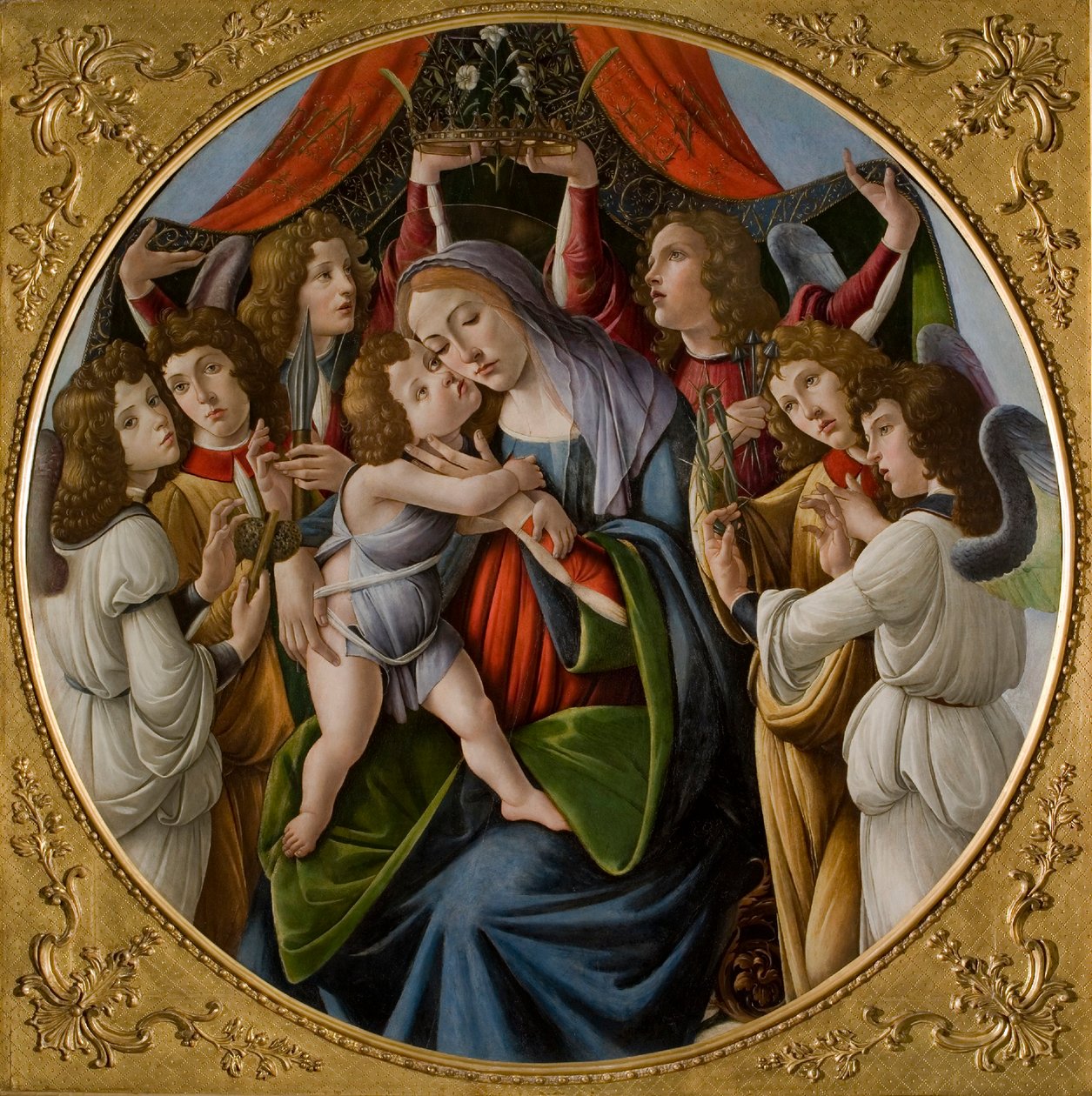Madonna og barn med seks engler, ca. 1500. av Sandro Botticelli