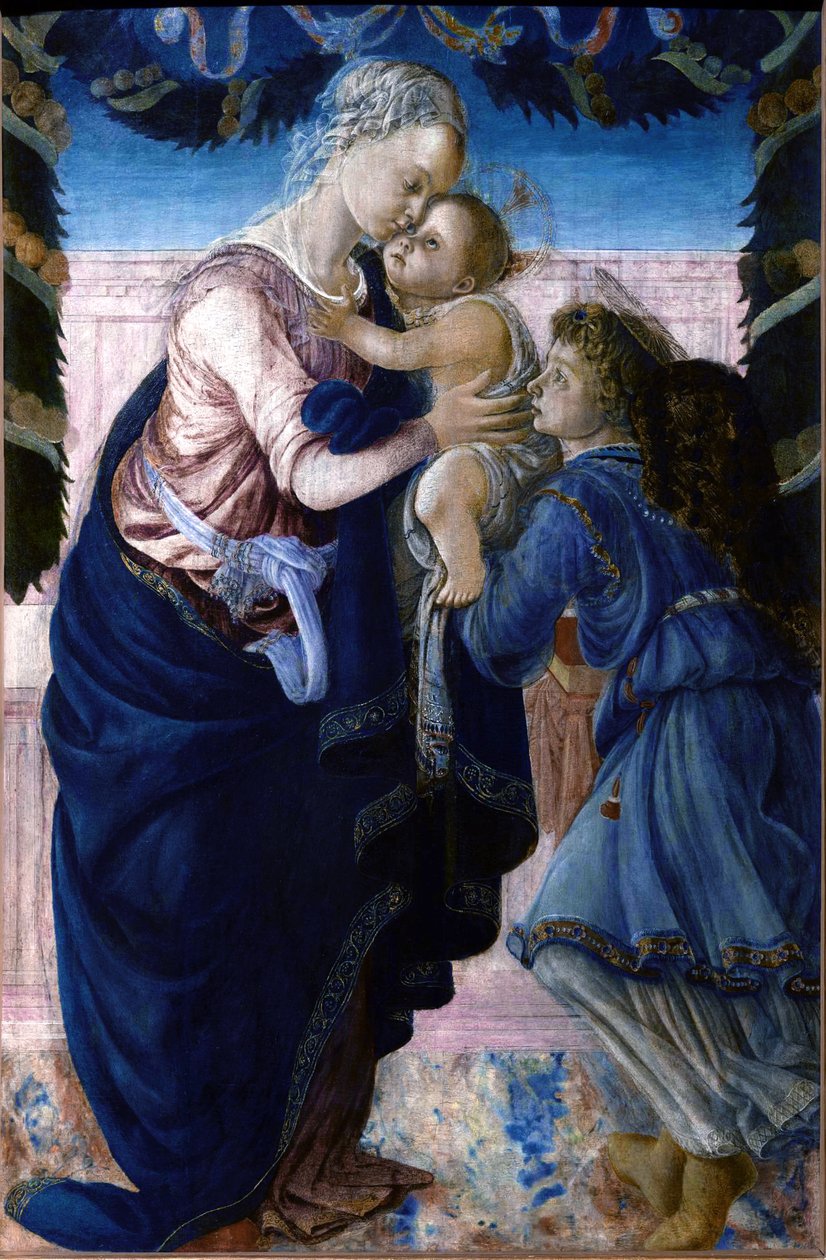 Madonna og barn med en engel av Sandro Botticelli