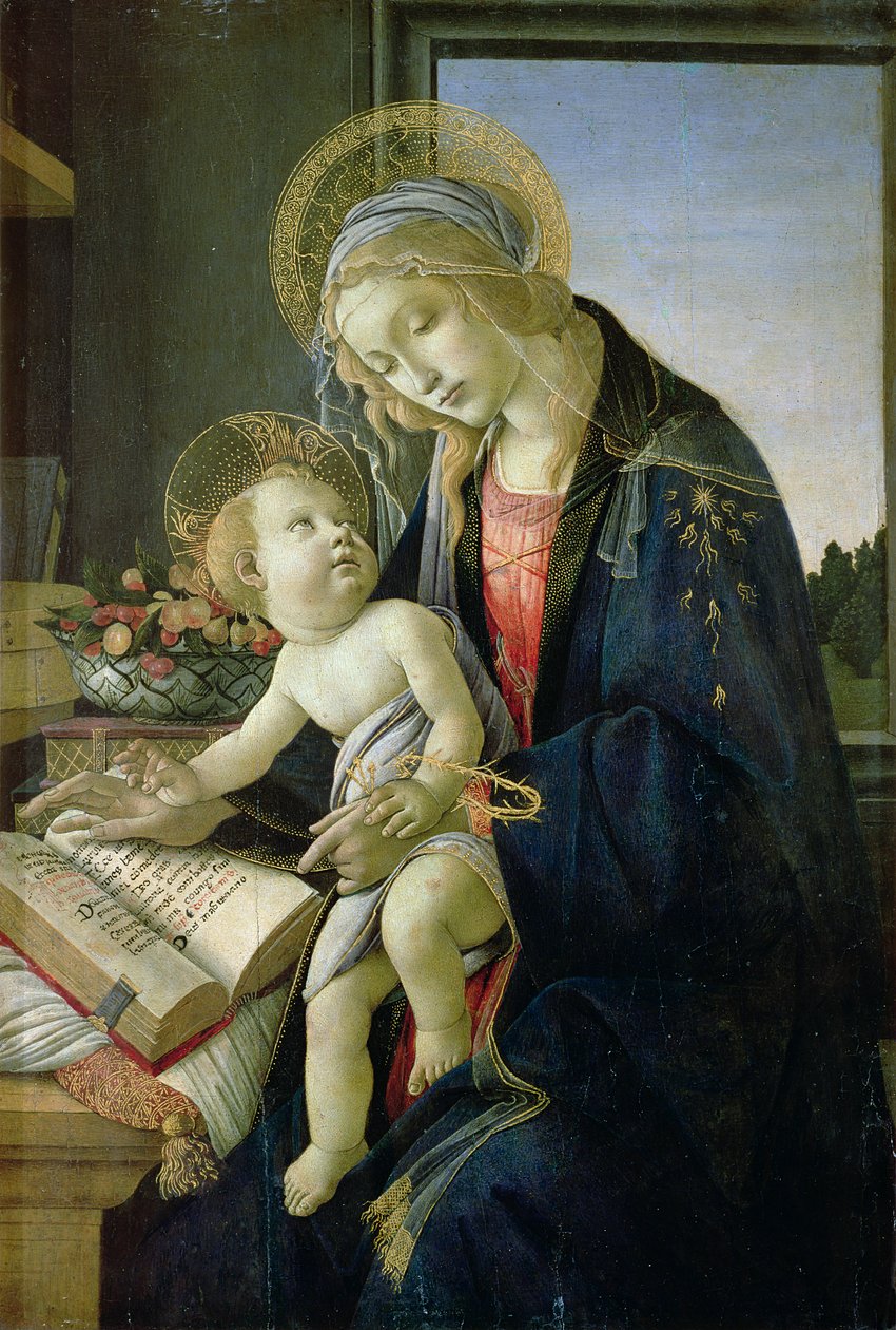 Madonna of the Book (Tempera og olje på trepanel) ca. 1480-81 av Sandro Botticelli
