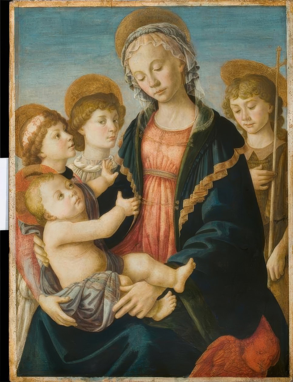 Maria med barnet, gutten John og to engler av Sandro Botticelli