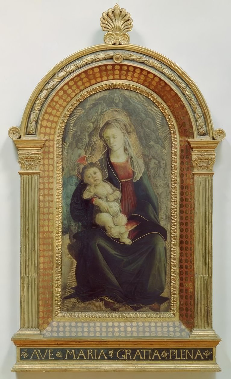 Maria med barn i en engleherlighet av Sandro Botticelli