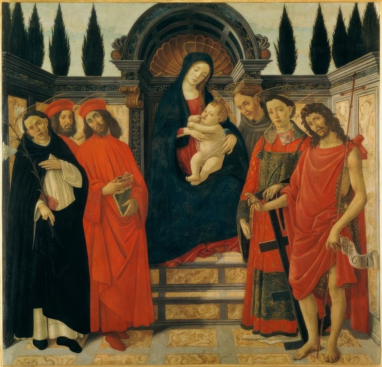 Maria med barn og helgener av Sandro Botticelli