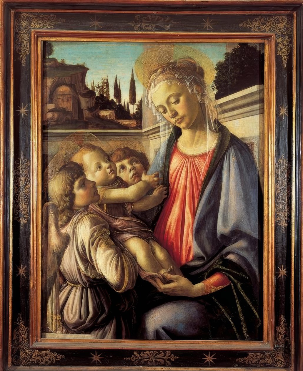 Maria med barn og to engler av Sandro Botticelli