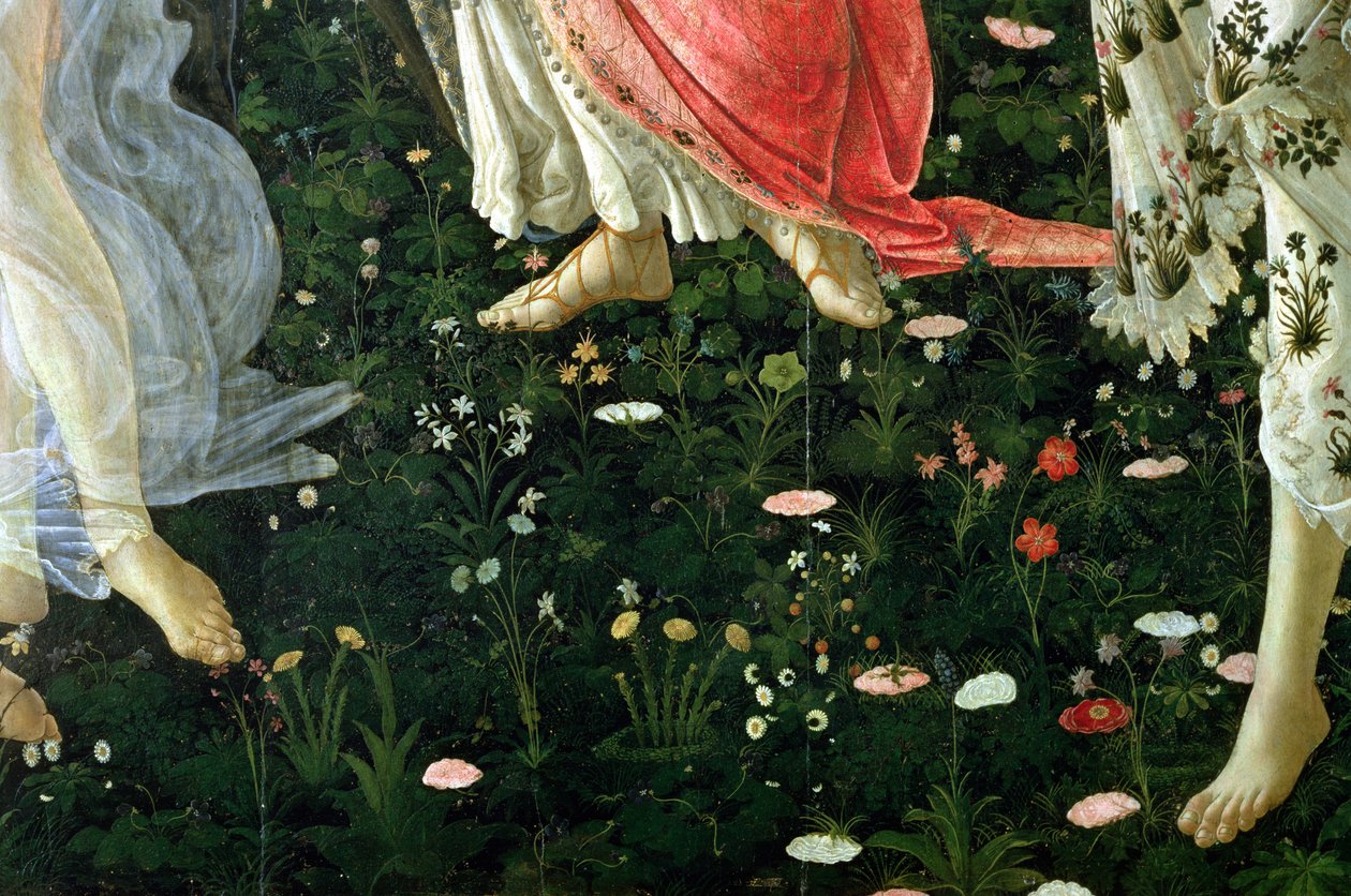 Primavera: detalj av blomstertempera på panel av Sandro Botticelli