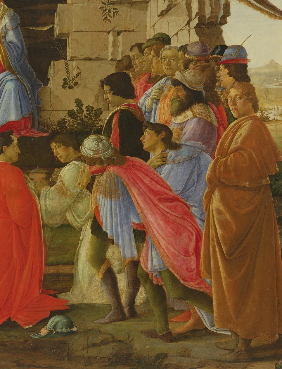 The Adoration of the Magi, detalj av selvportrett og de fra Medici-familien, se 395 panel av Sandro Botticelli