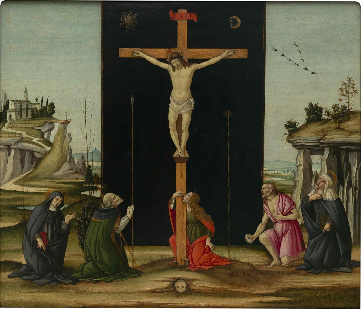 Korsfestelsen med de hellige, ca. 1490. av Sandro Botticelli