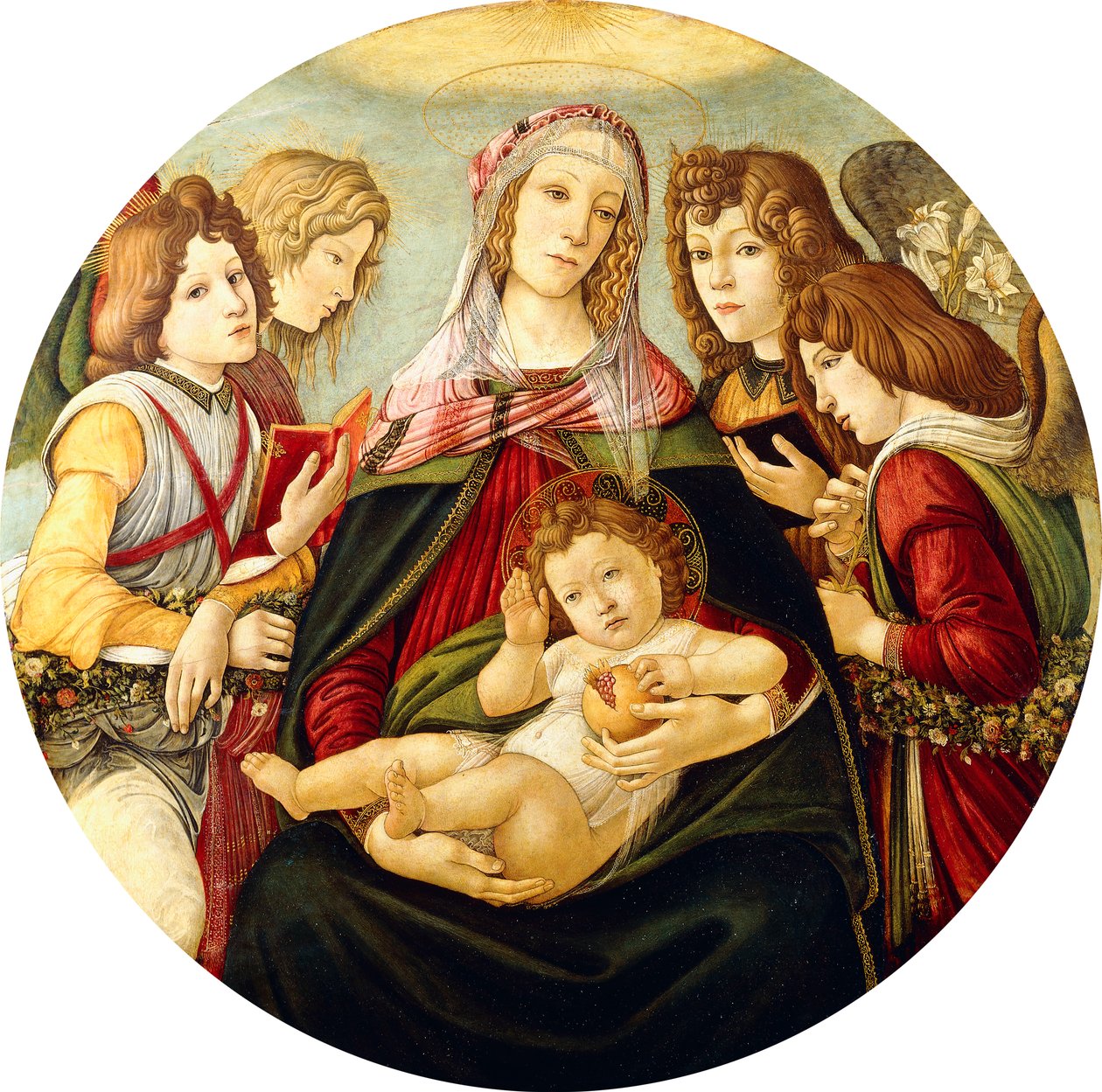 Madonnaen og barnet med fire engler, av Sandro Botticelli