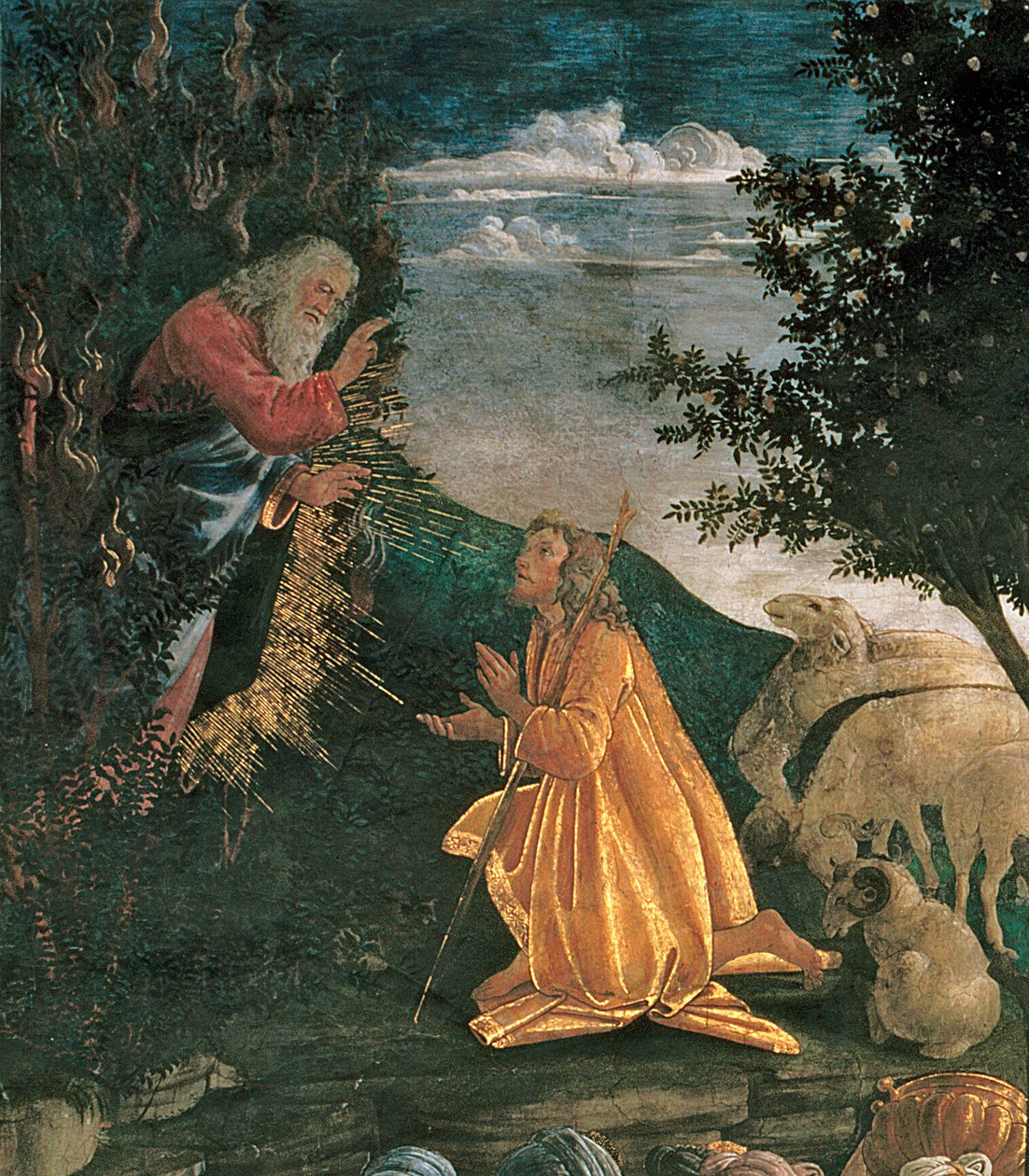 The Youth of Moses, i det sixtinske kapell, 1481 freskodetalj av 80051 av Sandro Botticelli
