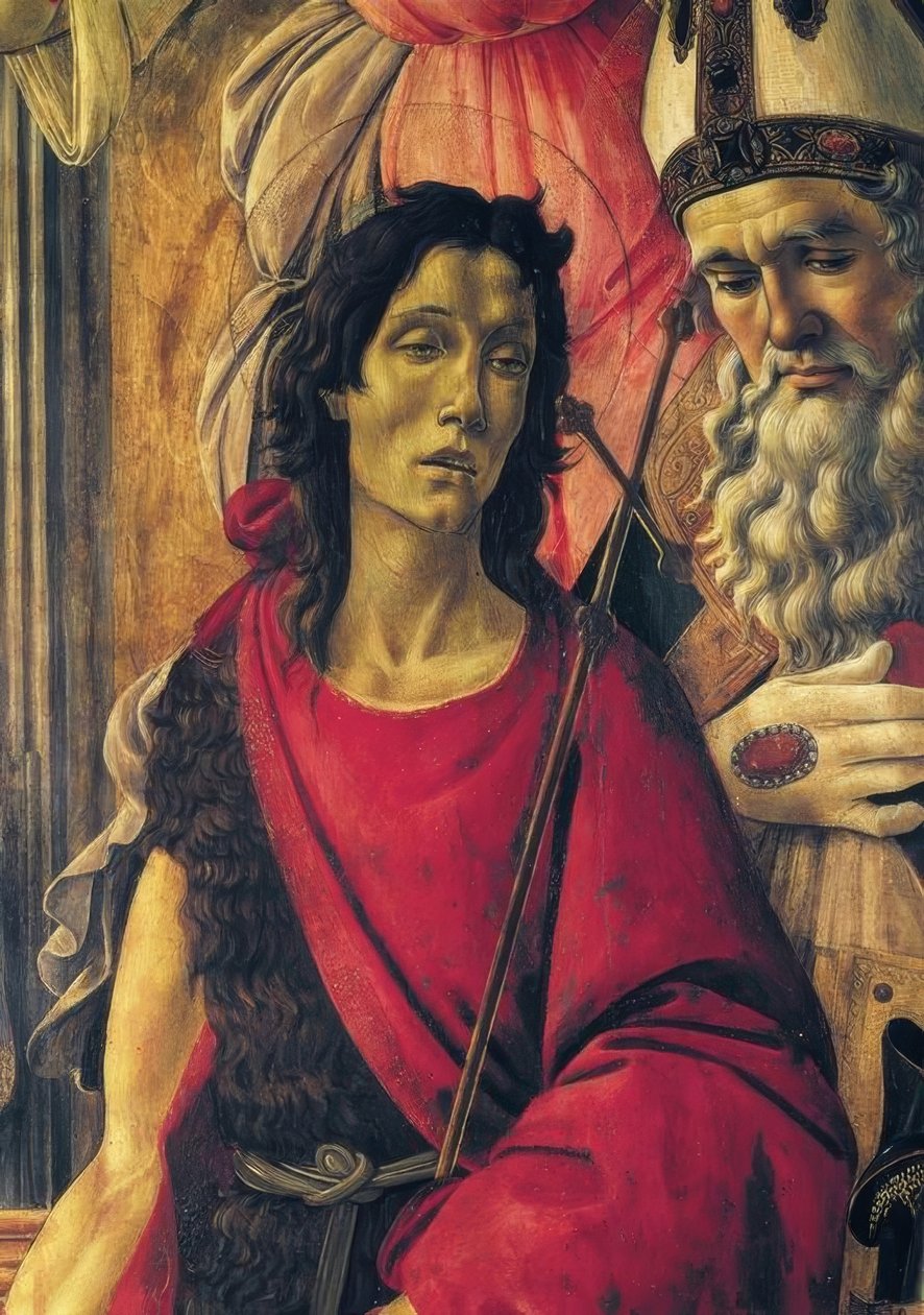 Madonna tronet med barnet, engler og helgener av Sandro Botticelli