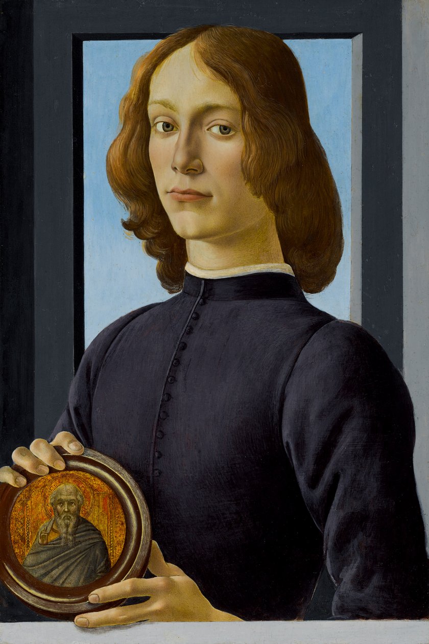Ung mann holder en runddel, ca. 1480. av Sandro Botticelli
