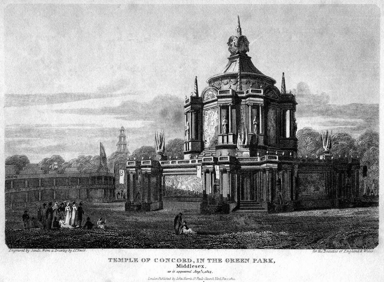 Temple of Concord, Green Park, Westminster, London, 1814. av Sands