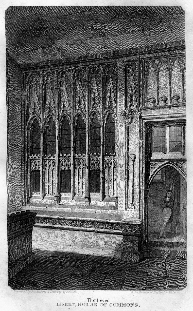 The Lower Lobby, House of Commons, Westminster, London, 1815. av Sands