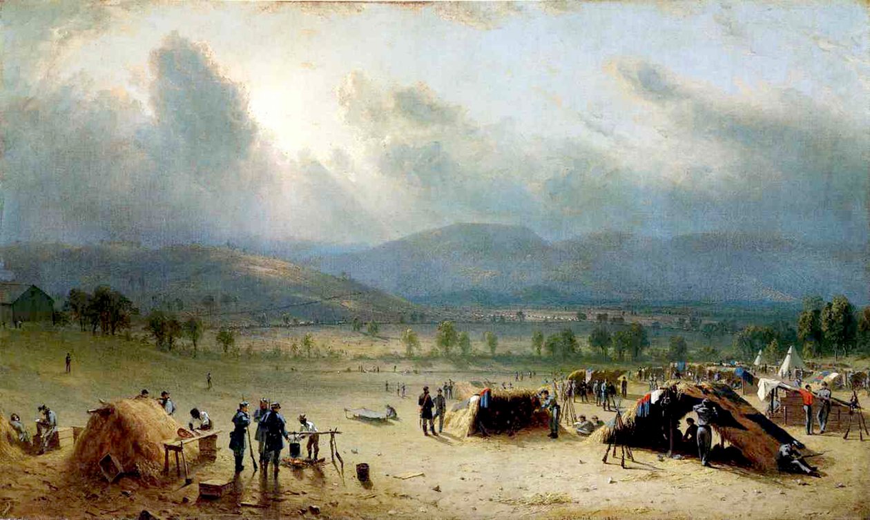 Det 7. amerikanske regiment nær Frederick, Maryland, 1863 (olje og blyant på lerret) av Sanford Robinson Gifford