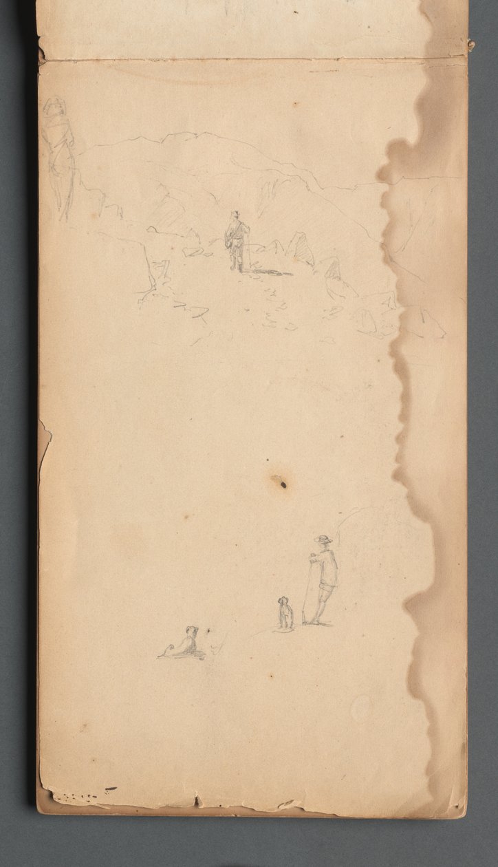 Skissebok, side 02: Figur i et landskap med hund, 1859. av Sanford Robinson Gifford