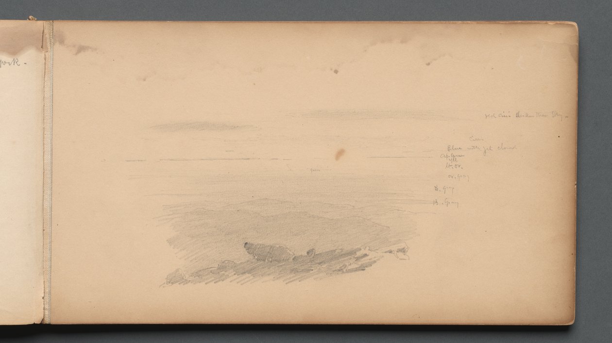 Skissebok, side 04: Sea Scape with Color Notations, 1859. av Sanford Robinson Gifford