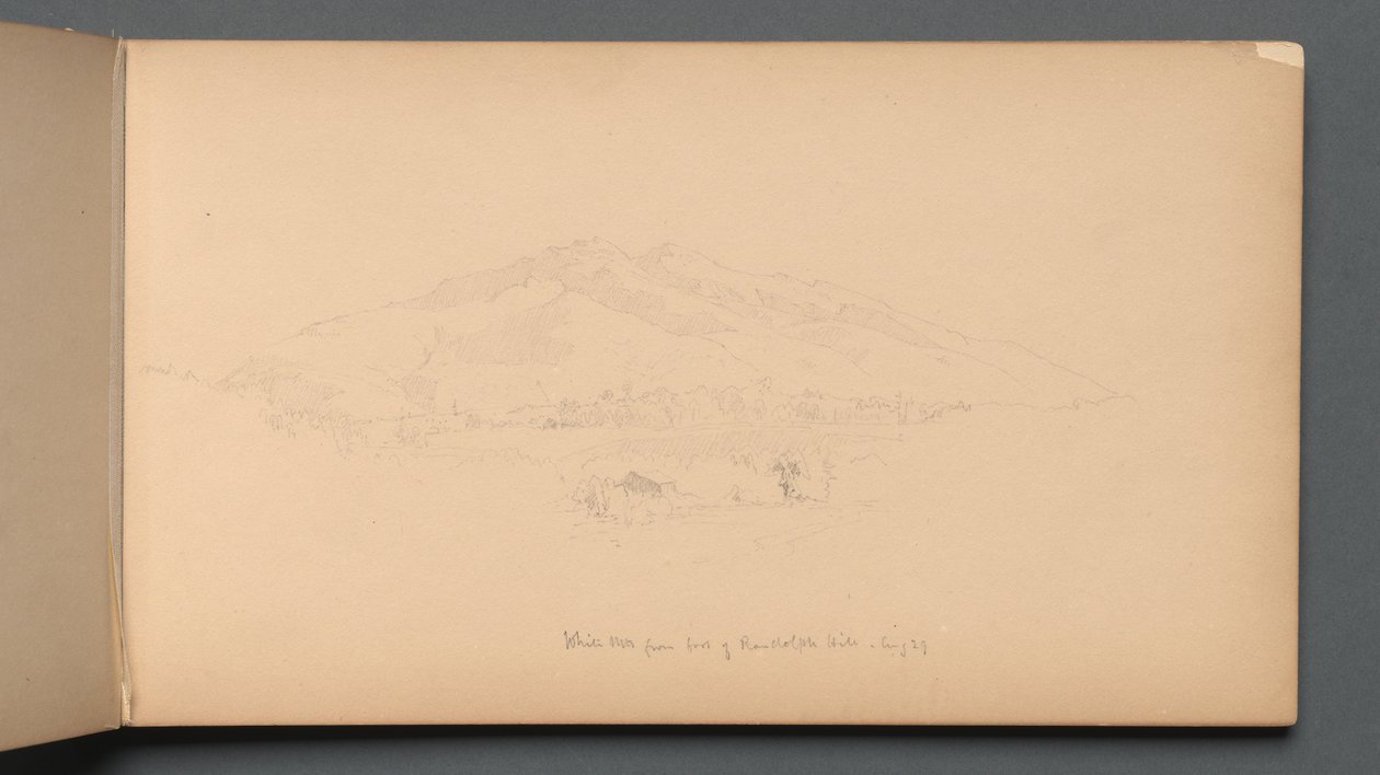 Skissebok, side 12: White Mountains fra foten av Randolph Hill, 1859. av Sanford Robinson Gifford