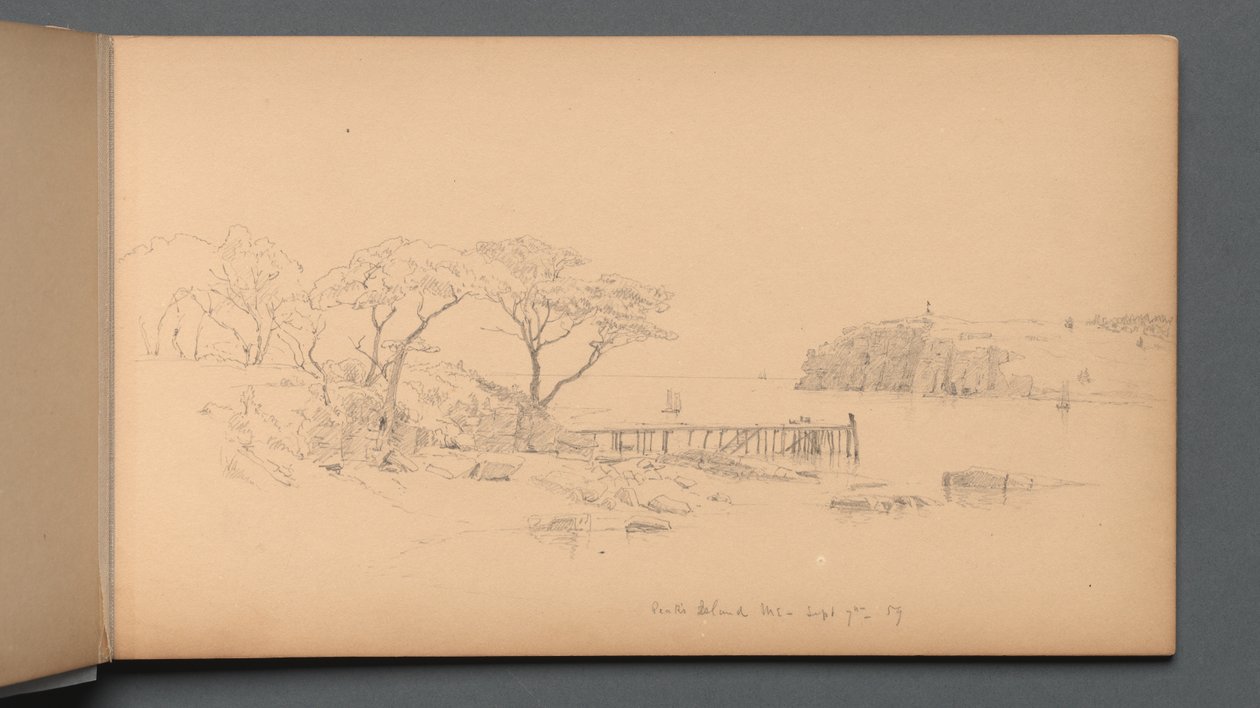 Skissebok, side 20: Peaks Island, ME, 7. september, 59. 1859. av Sanford Robinson Gifford