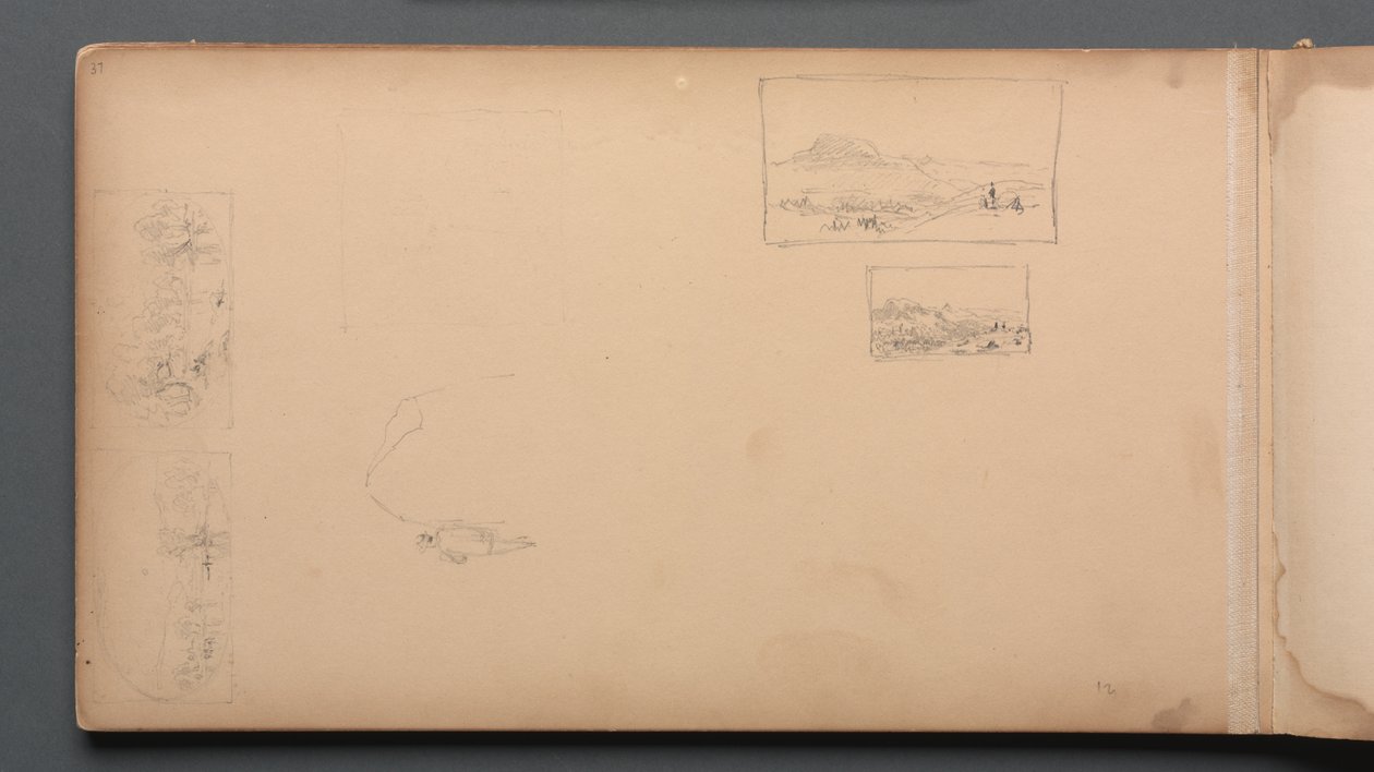 Skissebok, side 37: Maine Landscape Vignittes, 1859. av Sanford Robinson Gifford