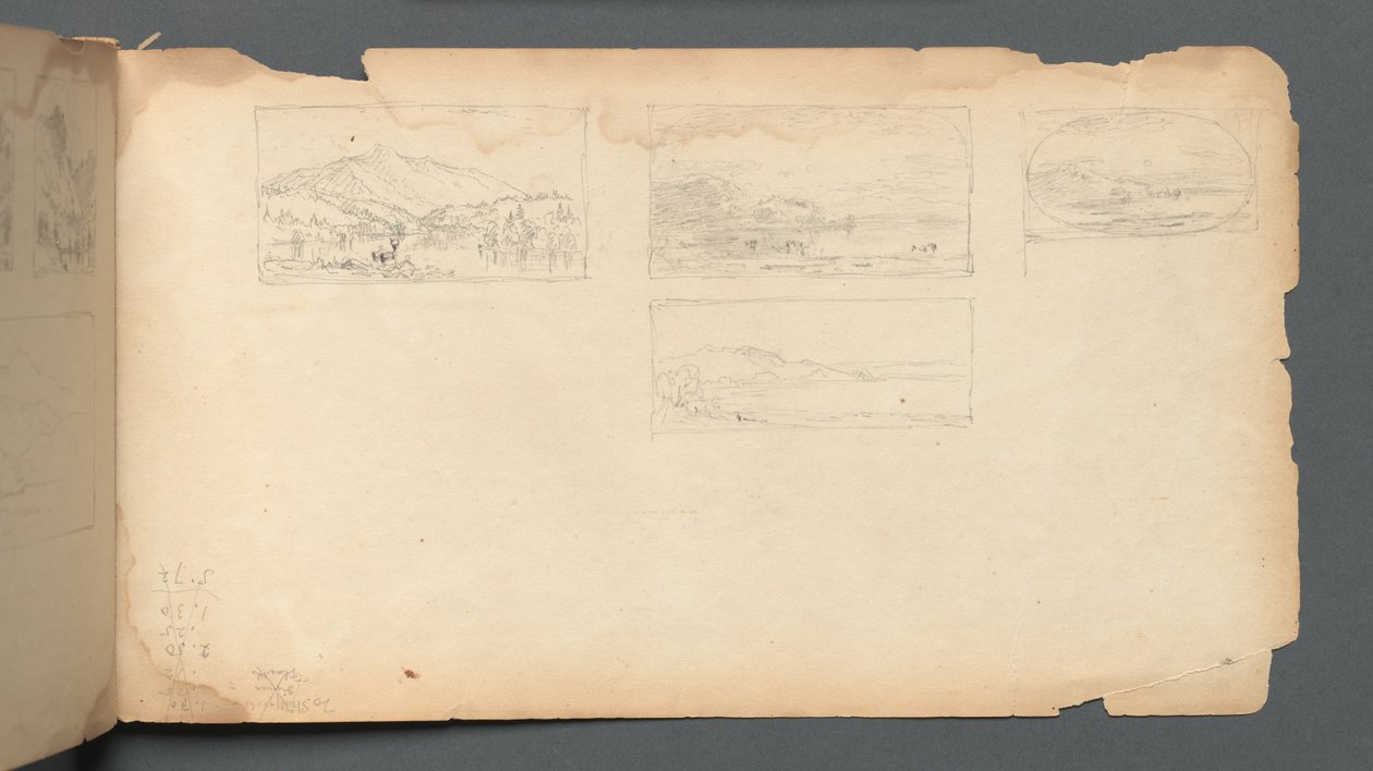 Skissebok, side 40: Maine Landscape, 1859. av Sanford Robinson Gifford