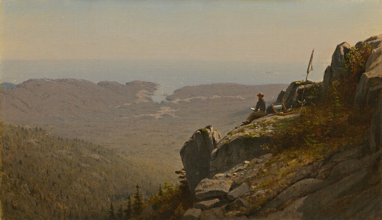 Kunstneren skisserer ved Mount Desert, Maine av Sanford Robinson Gifford