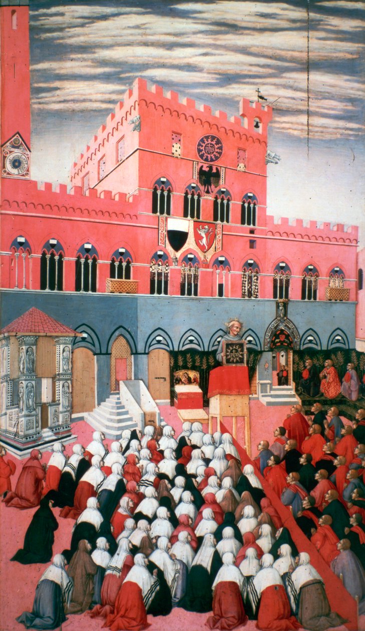 Prekenen fra San Bernardino, c1426-1481 av Sano di Pietro