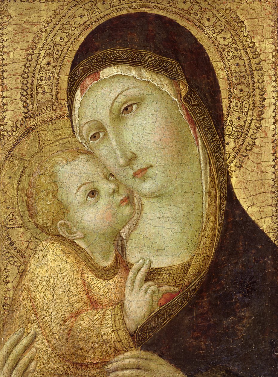 Madonna og barn (tempera og bladgull på panel) av Sano di Pietro