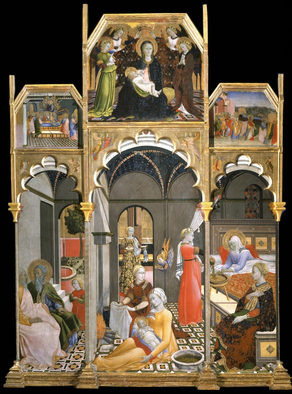 Jomfruens fødsel Scener fra Jomfruens liv, 1437-1439 av Sano di Pietro
