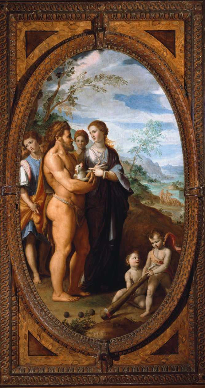 Hercules og Omphale (olje på lerret av Santi di Tito