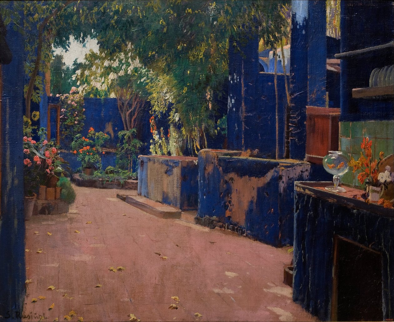 Blå gårdsplass. Arenys de Munt av Santiago Rusiñol