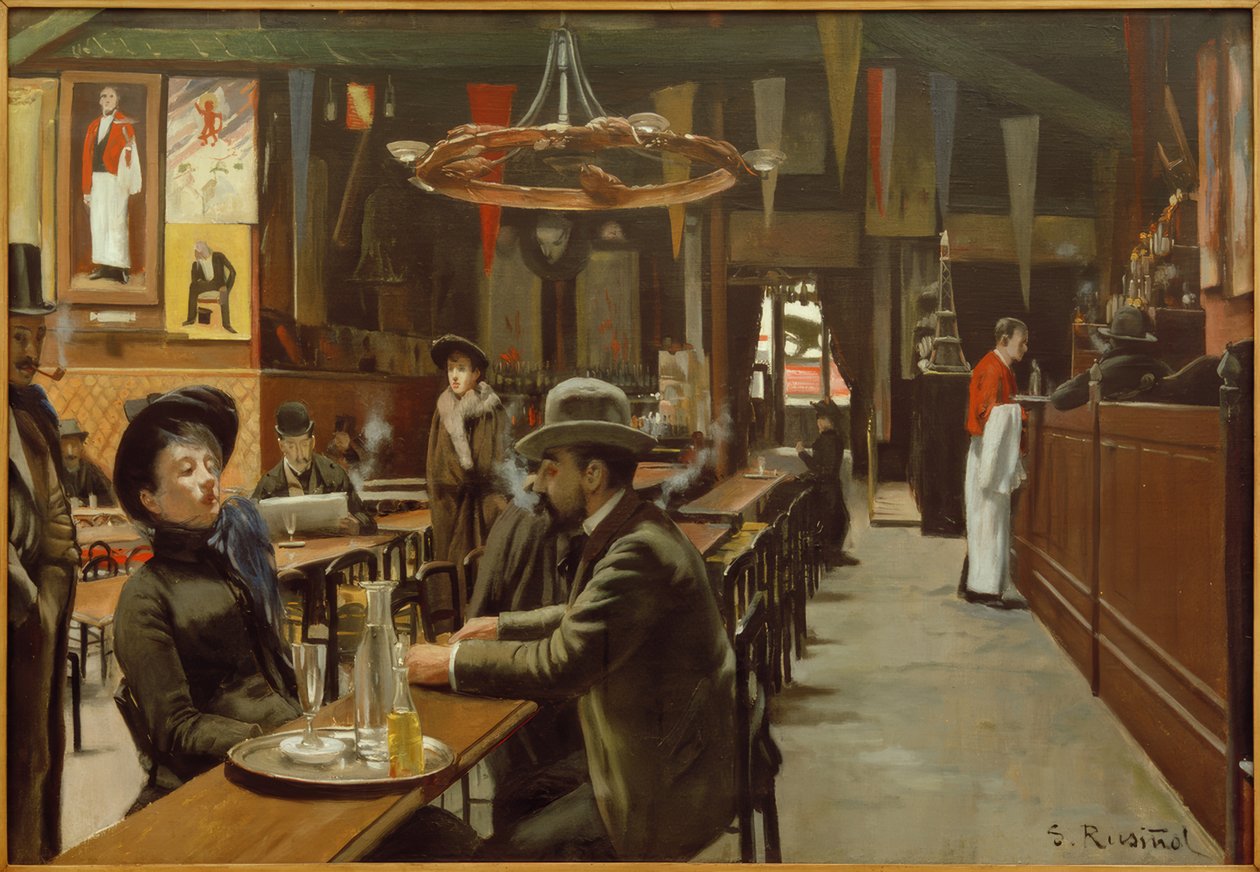 Montmartre kafé av Santiago Rusiñol