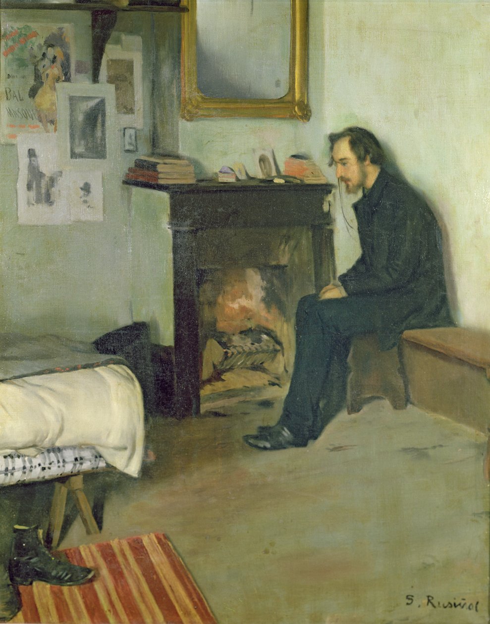 The Bohemian (portrett av Erik Satie i hans studio i Montmartre), 1891 av Santiago Rusiñol