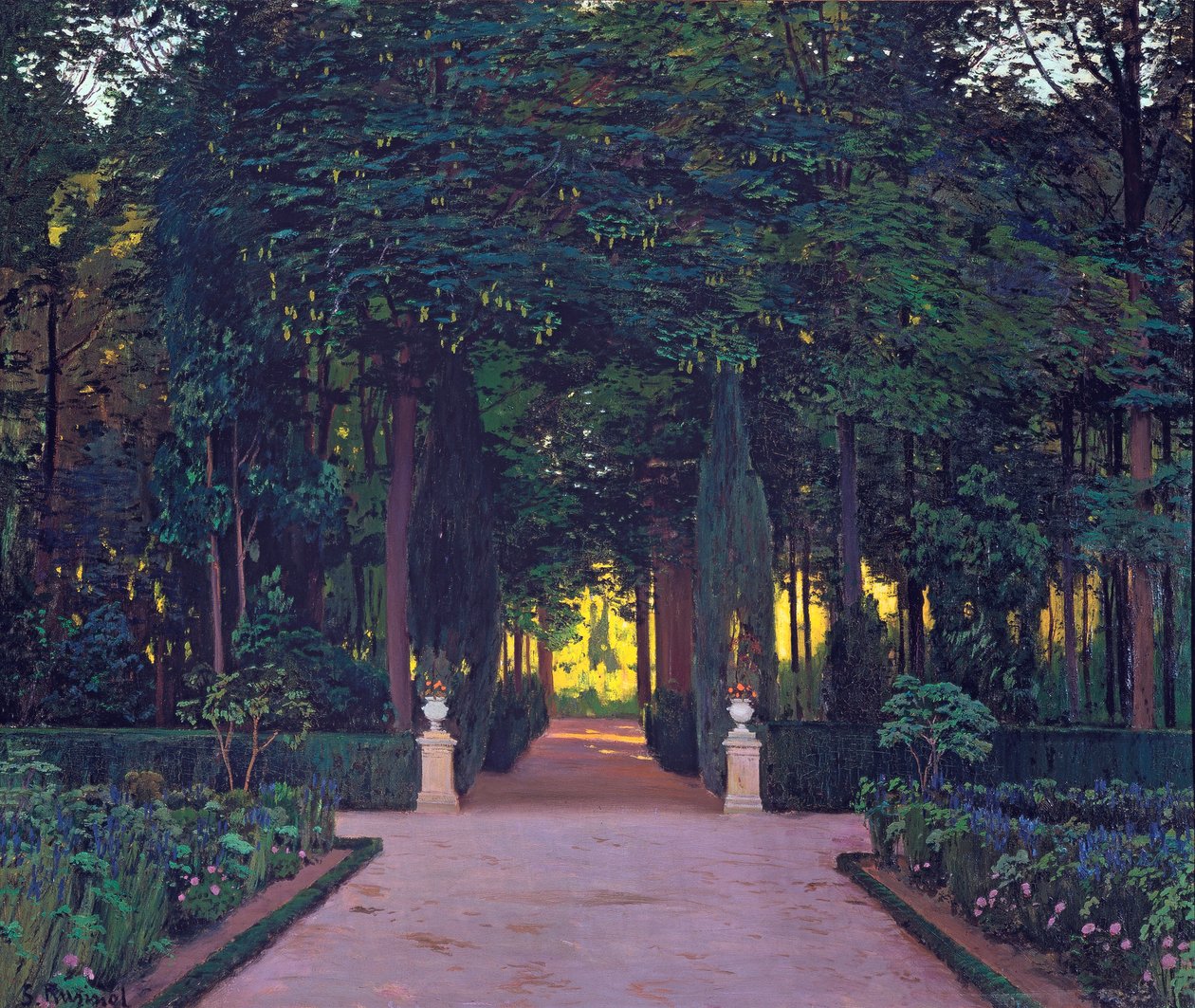Hager ved Aranjuez, av Rusinol, Santiago (1861-1931). Olje på lerret, ca 1899. Mål: 117x139 cm. Ablo samling av Santiago Rusinol i Prats