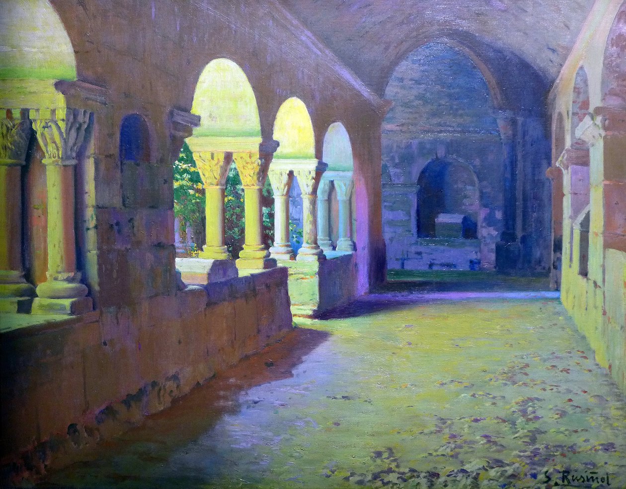 The Romanesque Cloister av Sant Benet de Bages - Maleri av Santiago Rusinol y (i) Prats (1861-1931) 1907 Madrid, Banco Santander-samlingen. av Santiago Rusinol i Prats