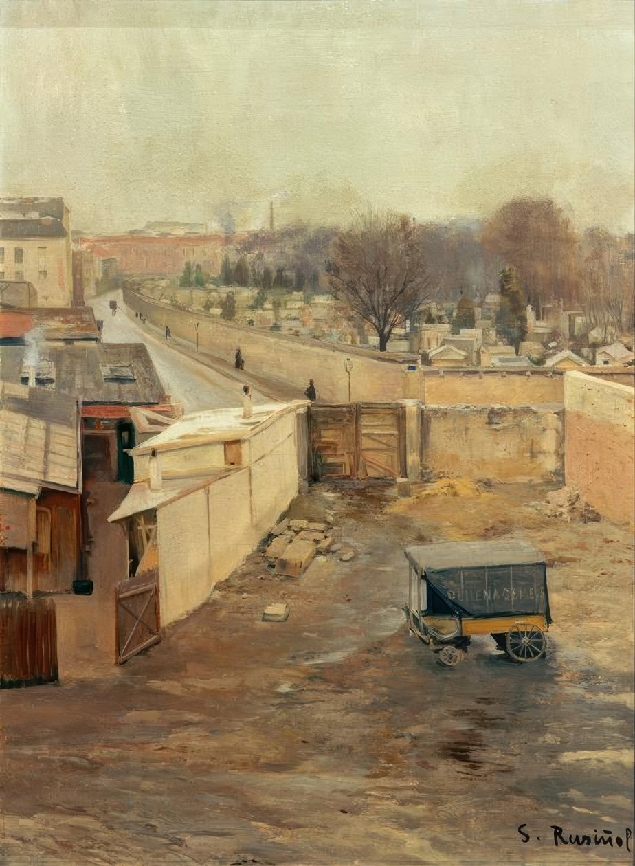 Utsikt over Montmartre kirkegård av Santiago Rusiñol