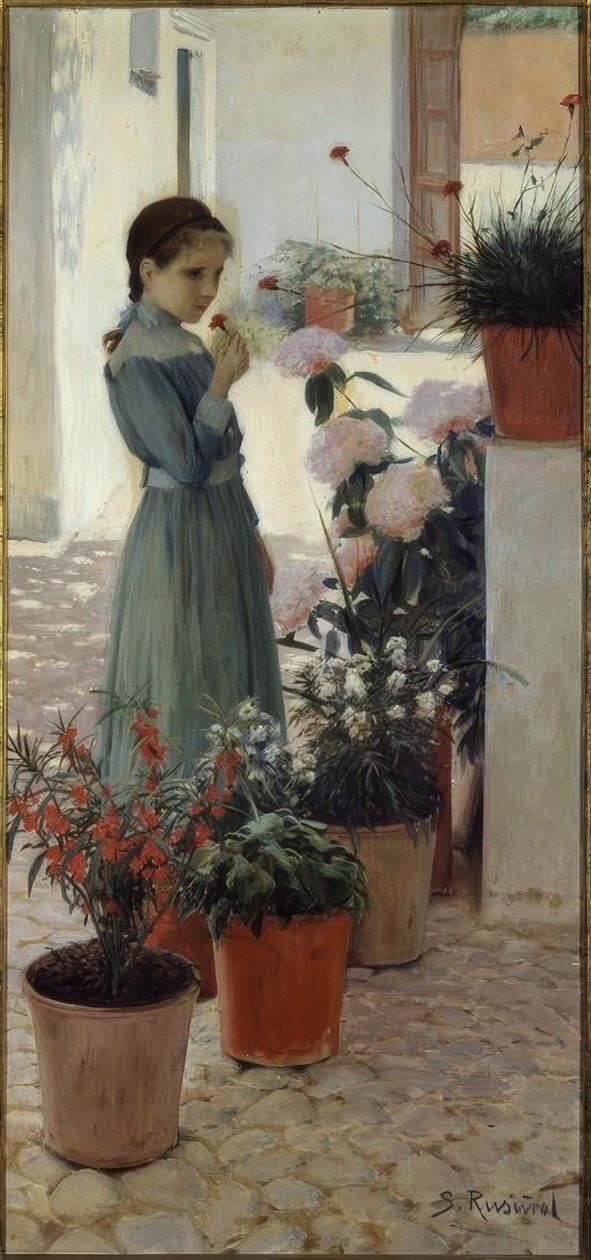 Blomst. Jenta med nellik av Santiago Rusiñol