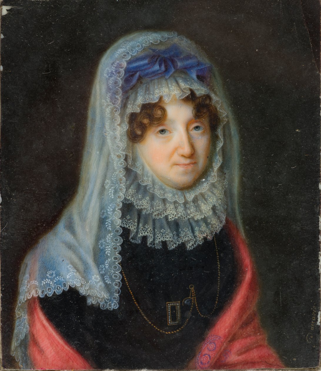 Portrett av Lucy Byng, enkegrevinne av Bradford (1766-1844), ca. 1806-44 (olje på lerret) av Santo Panario