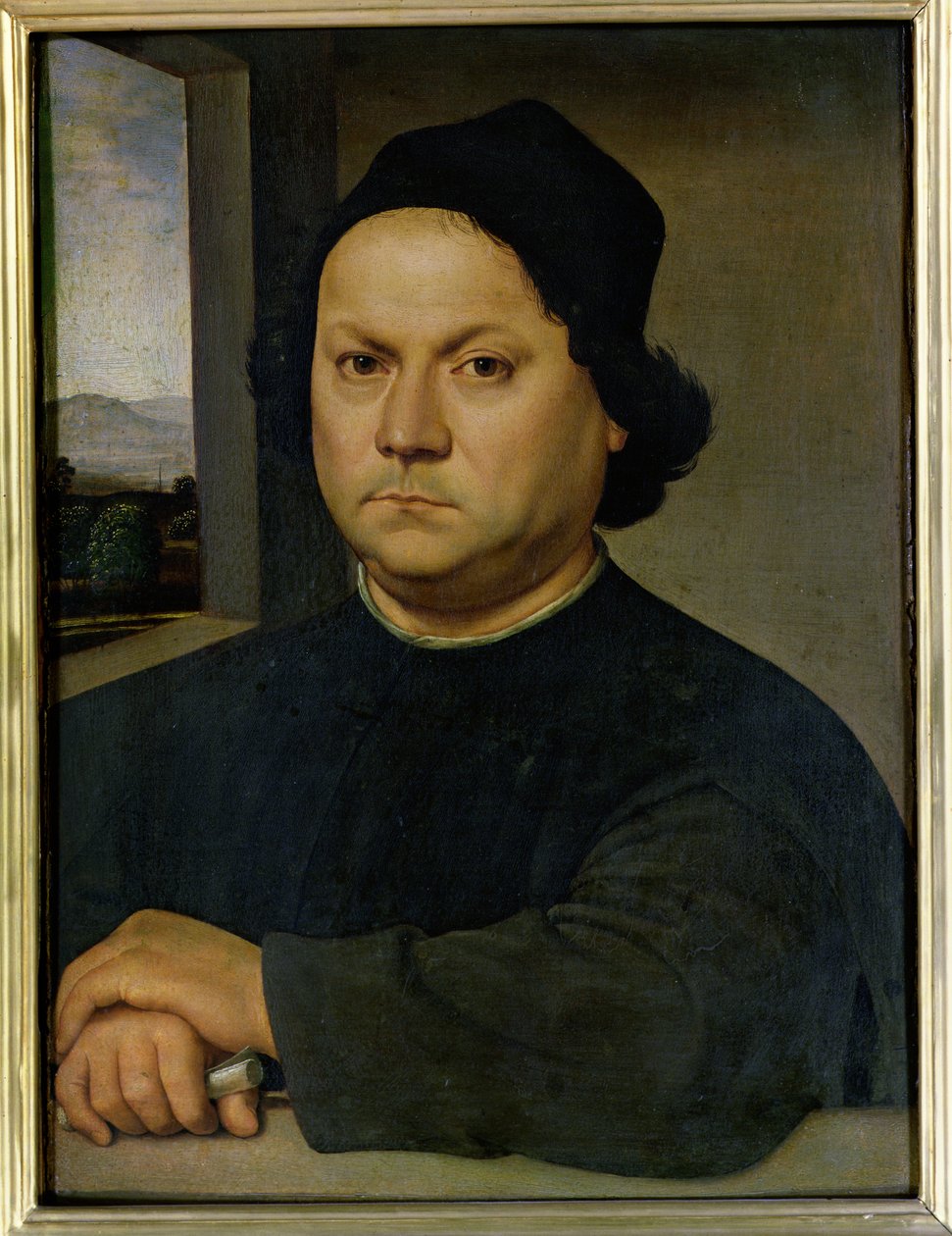 Portrett av Perugino, ca. 1504 (tempera på tre) av Raffaello Sanzio Raphael