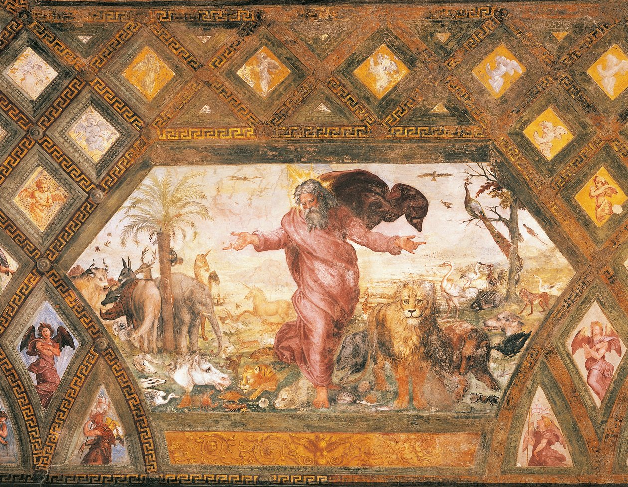 Opprettelsen av dyrene av Sanzio of Urbino (workshop) Raphael